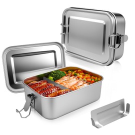 Ouxayapl 850ml Brotdose Edelstahl, Edelstahl Brotdose mit 2 Fächern, Brotdose Metall Auslaufsicher,BPA-frei für Picknick, Schule, Arbeit