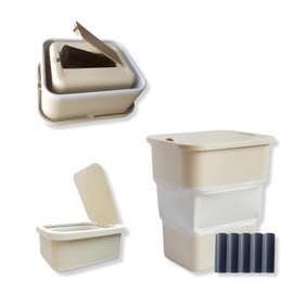 QuirkTrade Collapsible Trash Can with Lid for Car, 1.6 Gallon Waterproof, Multipurpose Trash Bin for Car, Camping, Home, Office, Includes 75 Trash Bags