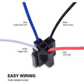 Fasizi 6Pcs 12V 30A Fuse Relay Switch Harness ATO/ATC Blade Fuse, 4-Pin SPST Automotive Electrical Relays with Heavy Duty 14 AWG Wires