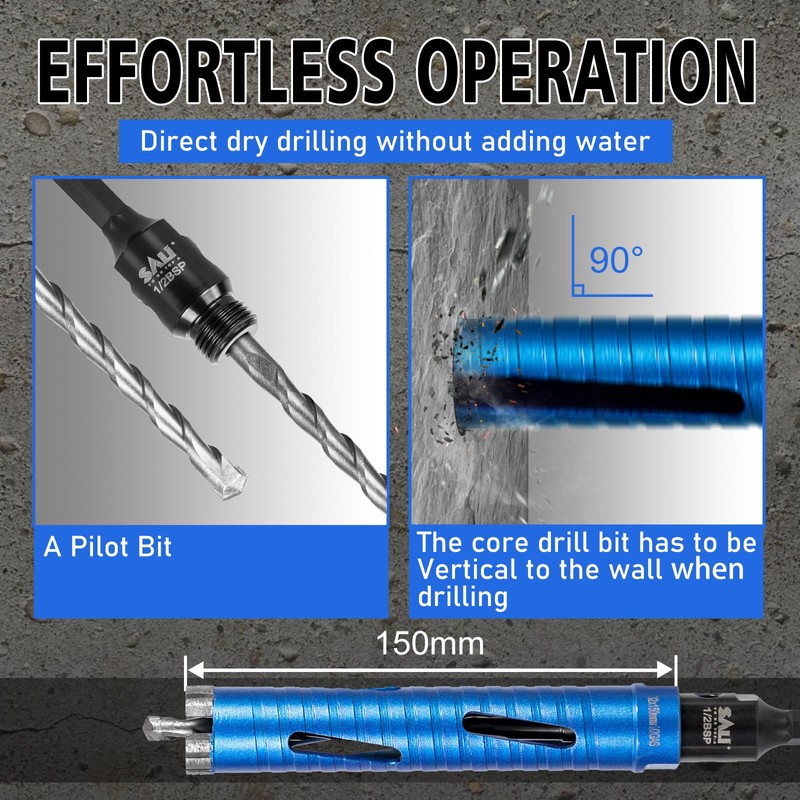 Diamond Core Drill Bit Set 32mm x 150mm Long Turbo