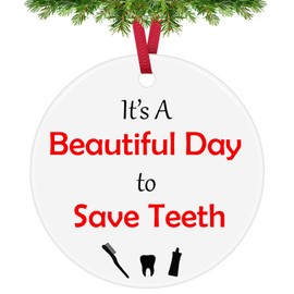 Dentist Christmas Ornaments Dentist Gifts Funny Dental Hygienist Gifts Dentist Assistant Ceramic Ornament Inspirational Gifts for Dentist Coworker Friends Christmas Tree Decoration Encouragement Gifts