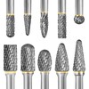 Tungsten Carbide Burr Set 1/8" Shank Single Flute Rotary Bits