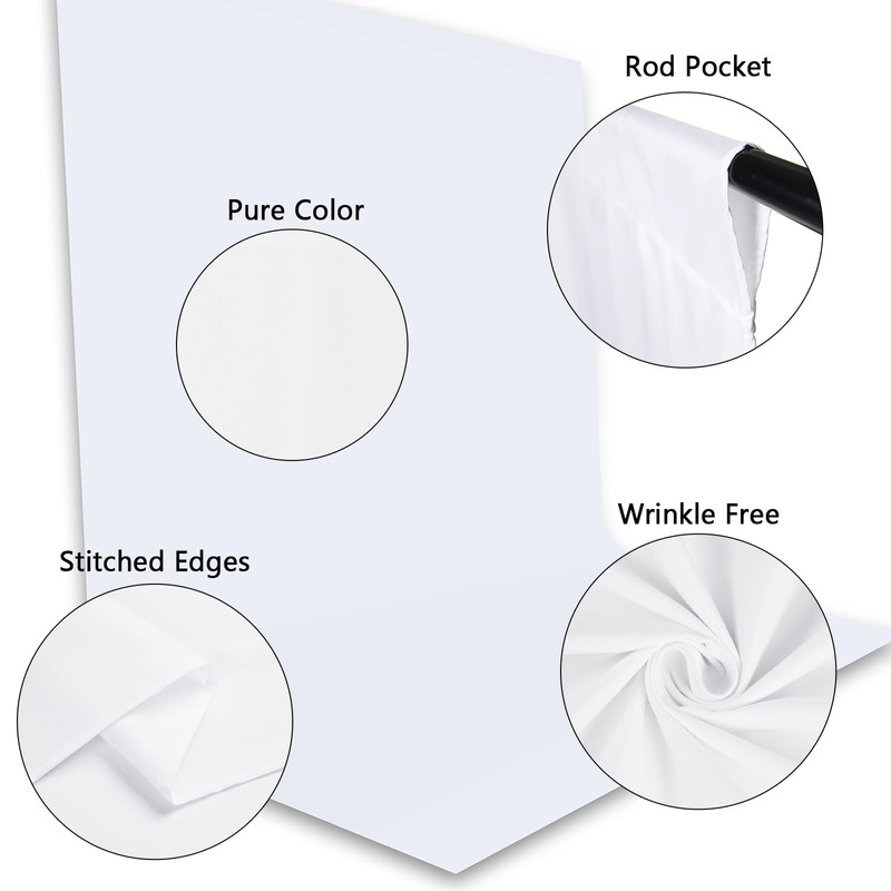 Zdada White Backdrop Screen Background,7x10ft/2.1x3M Collapsible Background Photography，Washable Polyester Photography