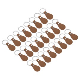 PATIKIL Leather Key Fob Kit, 24 Pack PU Leather Key Fob Blanks with Rivets and Key Rings Keychain Blanks for Laser Engraving Leather Making DIY Keys, Dark Brown