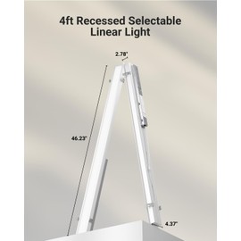 Sunco 4FT Linear Recessed Light Fixture, 5000 LM, Dual Selectable Features, 20W/25W/30W/35W/40W, 2700K/3000K/4000K/5000K/6000K, Dimmable (0-10V) ETL.