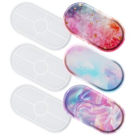 3 Pack Oval Resin Tray Molds, Tray Silicone Resin Mold, Oval Coaster Mold Silicone Epoxy Resin Tray Mold Large DIY Jewelry Trinket Tray, Rolling Tray, Home Decor Crafts (3pcs 9.5")