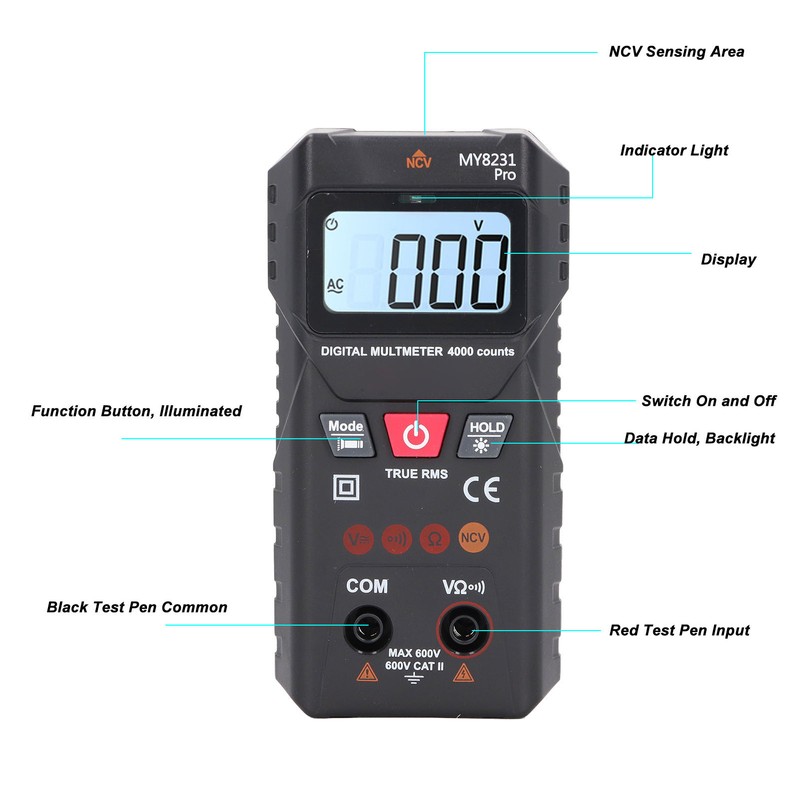 Smart Digital Multimeter 4000 Counts Automatic Identification Anti Burning Ohm