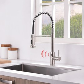 Smart Motion Sensor Touchless Kitchen Faucet, Hands-Free Automatic Pull-Out Sprayer - Brushed Nickel