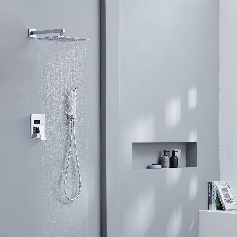 Iriber Chrome Shower System 10 Inch High Pressure Rainfall Shower