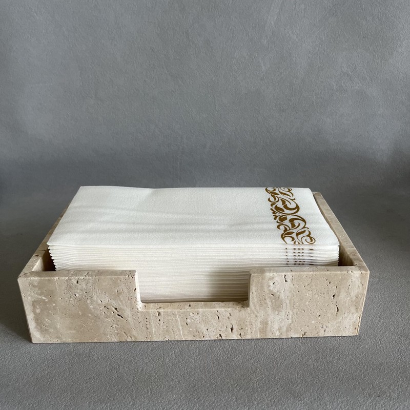 SAIDKOCC Natural Travertine Napkin Holder 9.8"x5.7"x2.4", Rectangle Guest Towel Dispenser