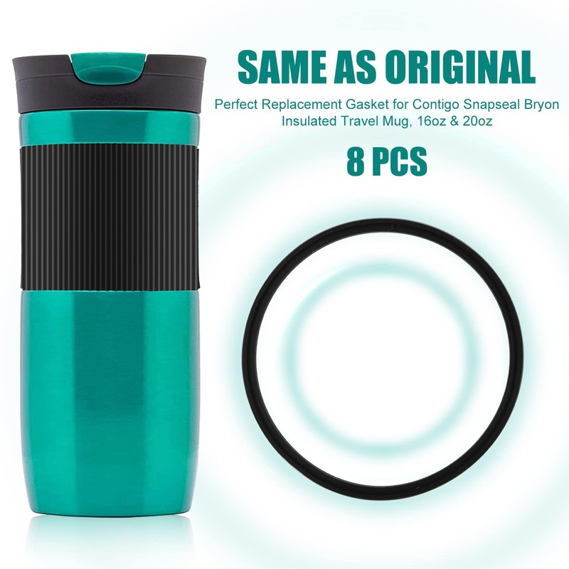 8pcs Replacement Rubber Lid Seals Compatible with Contigo Snapseal Byron