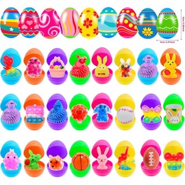 36 Pack Prefilled Easter Eggs with Fidget Toys, Stress Relief Toys Inside Great for Kids, Toddler Easter Basket Stuffers Eggs Fillers Party Favors