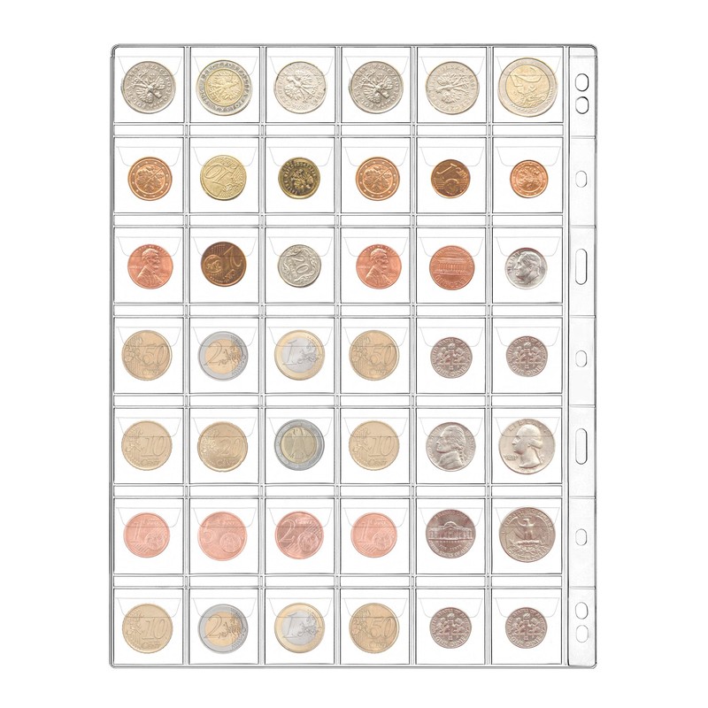 QWORK® 12 Sheets Coin Collection Pages, Coin Pocket for Coin