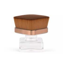 KADS Nail Dust Brush Makeup Brush Flower Shape Crystal Base Nail Cleaning Brush Manicure Pedicure Brush Tool (Two Brown Flat Heads)