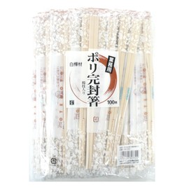 Yanagi Products Commercial Poly-Sealed Chopsticks, Includes Toothpicks, 100 Pairs, Size: 0.1 x 0.6 x 7.9 inches (0.3 x 1.5 x 20 cm)