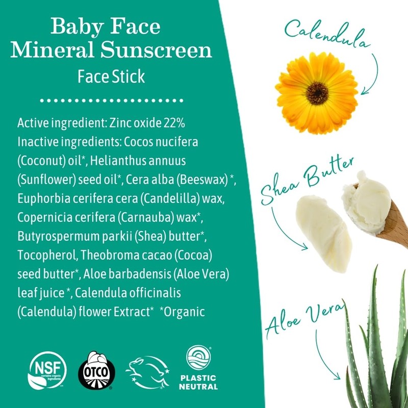 Earth Mama Baby Face Mineral Sunscreen Stick & Lotion Set,