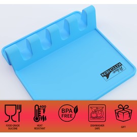 Kitchen Utensil Holder for Countertop, Tabletop While Cooking, Rest Up to 4 Utensils (Blue) - by Wave Kitchen