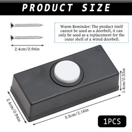 Doorbell Button Wired Door Bell Button Wired Bell Push Universal Wired Doorbell Push with 2Pcs Screws Weatherproof Plastic Door Bell Push Fits Most Doorbell Chimes for Home Garage Warehouse (Black)