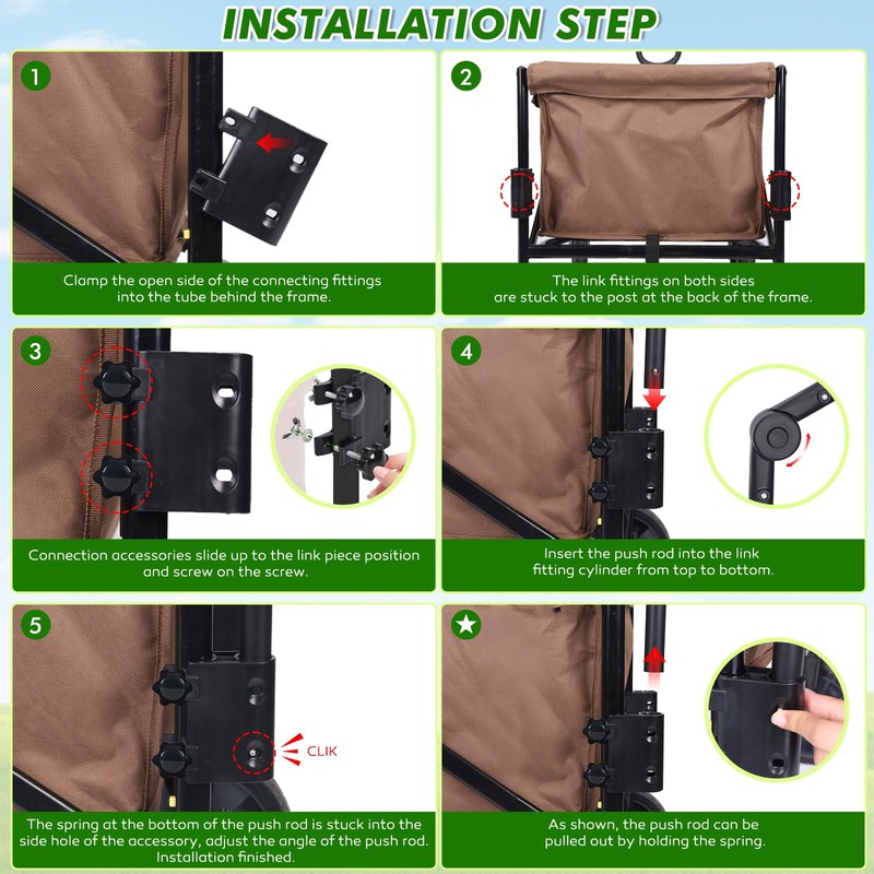 Gifeerory Universal Folding Wagon Push Handle Attachment for Camping Wagons/Strollers/Beach