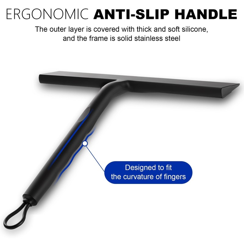 OWATRKDEY Shower Squeegee with Hanger, 8.5" Shower Squeegee for Shower