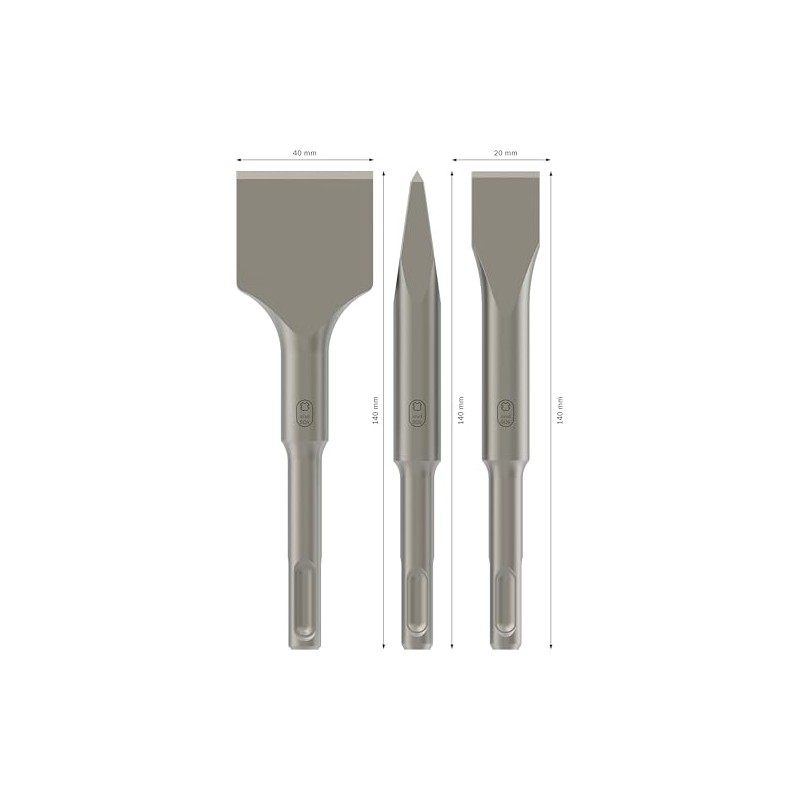 Bosch 2608690180 3-Piece SDS-Plus Stubby Chisel Set, Grey, 140 mm
