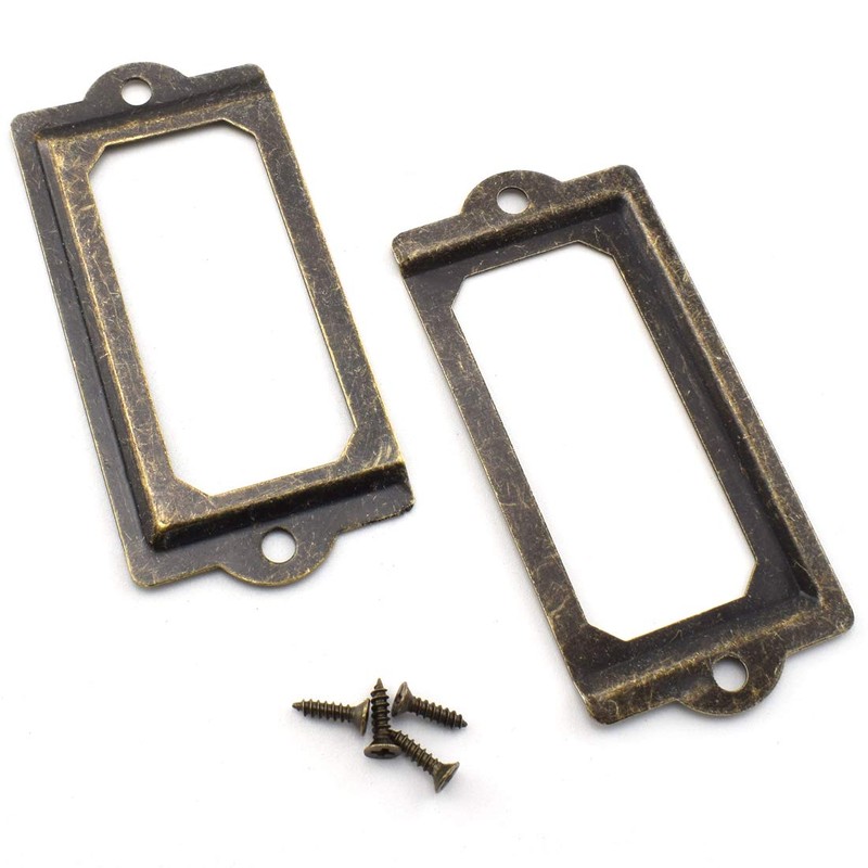 Antique Metal Name Card Frame, OZXNO 10-Pack Vintage Bronze Label