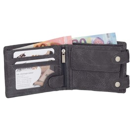 Ledershop24 Gift Set – Faux Leather Biker Wallet with Chain 13 cm Various Colours Black, Brown, Cognac, Grey, gray, biker wallet