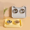 Cat Water Food Bowl 15 Degree Tilt Prevent Spill Stainless