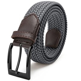 Fairwin Casual Elastic Mens Belt 1 3/8" Width Stretch Woven Web Golf Belts for Men Braided Belt