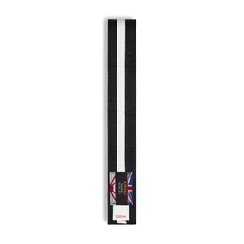 Martial Arts Cotton Coloured Belt With White Stripe Grading Belt - (Karate, Judo Taekwondo) (Black Belt With White Stripe, 320cm)