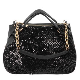 ZLM BAG US Punk Sequins Hobo Handbag for Women Large Crossbody Purse Leather Top Handle Bag