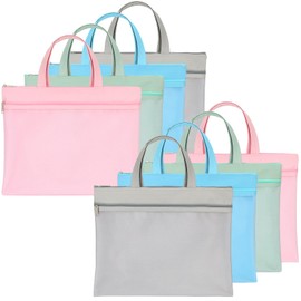 PerKoop Mesh Zipper Pouch with Handle Zipper Mesh Bag A4 Foldable Pocket Document Bag 11x13.7 in Waterproof Document Storage Supply Organizers for Project Papers Books, 4 Colors(8 Pcs)