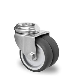 Double Castor 75 mm Bolt Hole Castor with Rubber 100 kg Roll