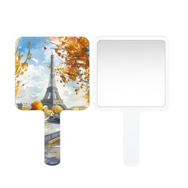 Eizlang Hand Handheld Mirrors with Handle,Barber Hairdressing Small Hand Held Mirror for Makeup Vanity Trave Home Salon Use - Eiffel Tower (Only Square 15.7inx3.6in