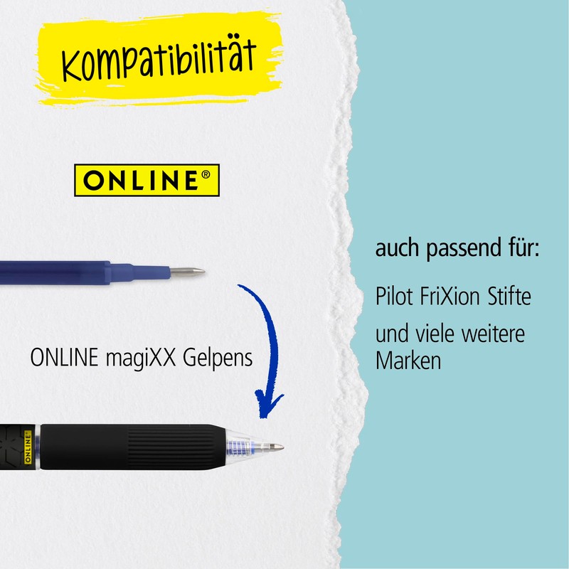 Online magiXX, 3 x Cat Erasable Gel Pens, Blue Erasable