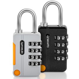 NINEMAX 2PCS Candado de Combinación de 4 Dígitos,Candado por Contraseña Resistentes la Intemperie al Aire Libre, Maleta de Equipaje, Archivadores (Color negro/plata)