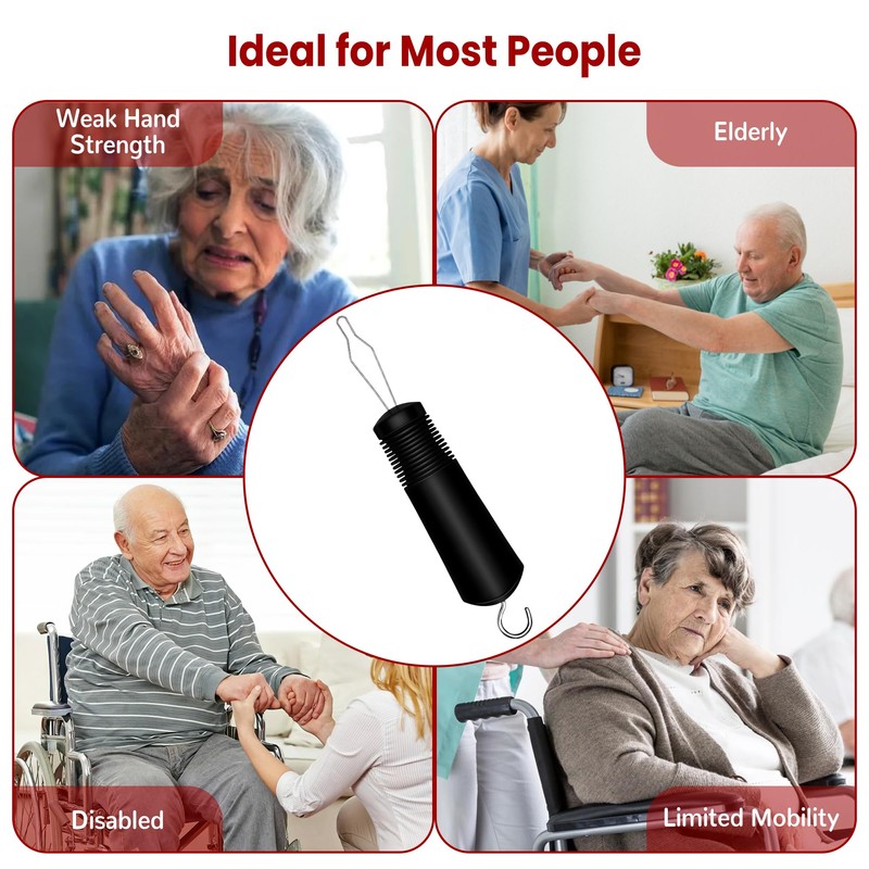 Button Hook with Zipper Pull, Button Assist Tool, Button Hook