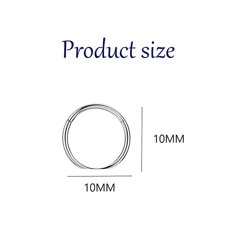 VGRDTW Sterling Silver 10mm Sleeper Hoop Earrings with Hinged Closure