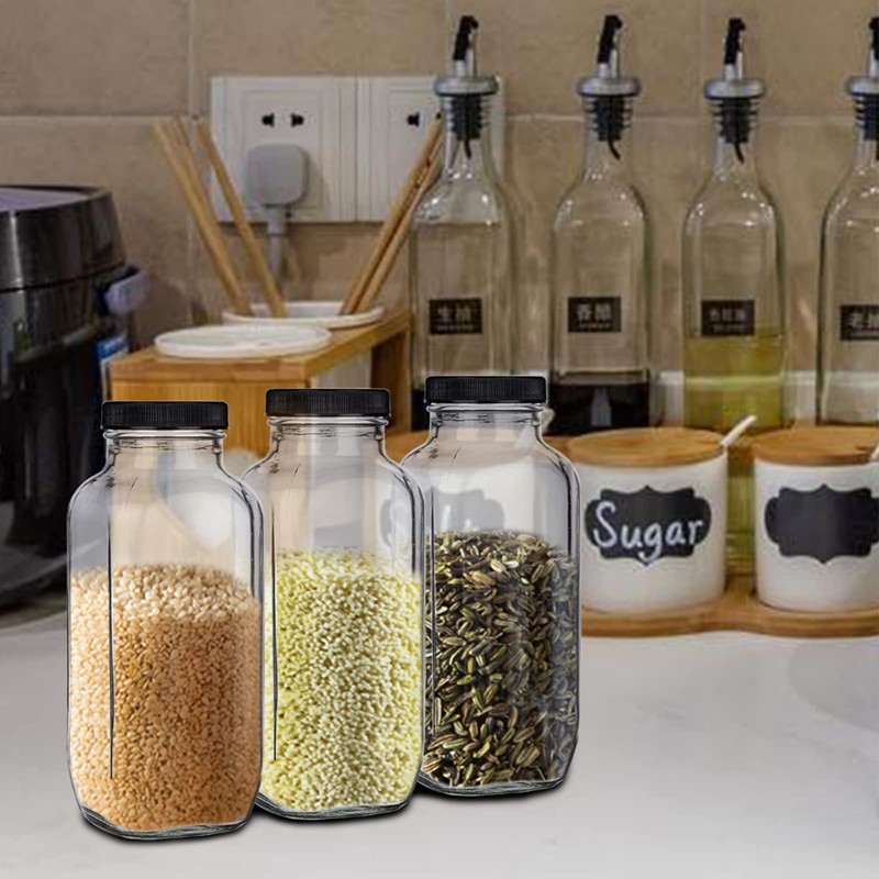 yarlung 12 Pack 17Oz French Glass Spices Jars with Plastic