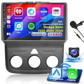 Inefala 2+64G Android 13 CarPlay Car Stereo Radio for Dodge Ram 1500 2500 3500 2013-2019 (Manual A/C), 9'' HD Touch Screen with Android Auto, AHD Backup Camera, Mirror Link, GPS, WiFi, FM RDS