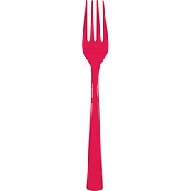 Unique Ruby Red Solid Plastic Forks (18ct) - Durable & Elegant Party Cutlery - Perfect For Parties, Picnics & Every Occasion