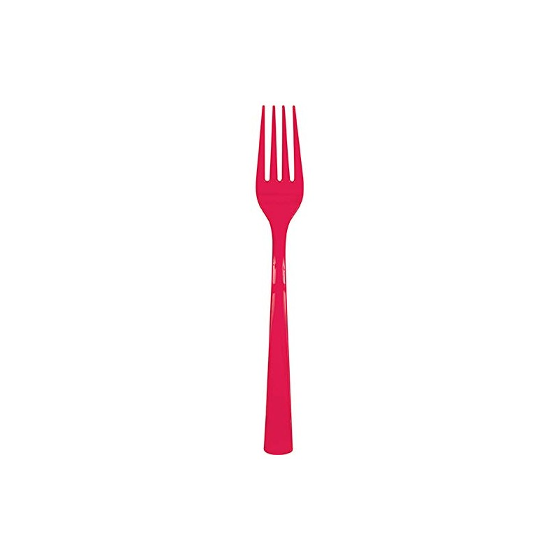 Unique Ruby Red Solid Plastic Forks (18ct) - Durable &