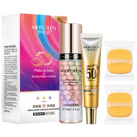 Miaritick Primer for Face before Makeup, Isolation Cream, One Step Makeup Primer, Correcting and Brightening Primer, Oil Control Moisturizing Face Primer Set, Comes with 2 pcs Sponge Puffs