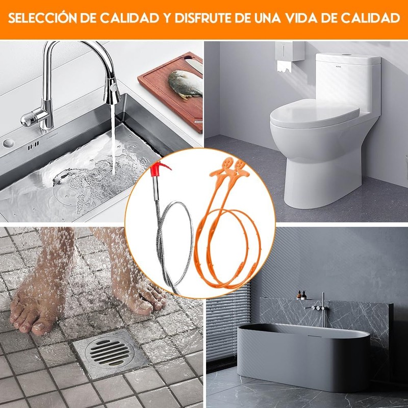 Destapador de Drenaje, Kit de 6 Herramientas para Eliminar Obstrucciones