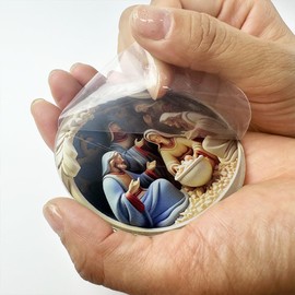 6 Pieces 8CM Christmas Ornaments "Birth of Jesus" Gifts for Women Men, Christmas Baubles Hanging Pendants Round Christmas Ornaments for Christmas Tree Home Decorations