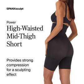 SPANX SPANXsculpt Power Series High-Waisted Mid-Thigh Short - Lightweight, All-Day Comfort - Core Control Shapewear - Very Black - 2X