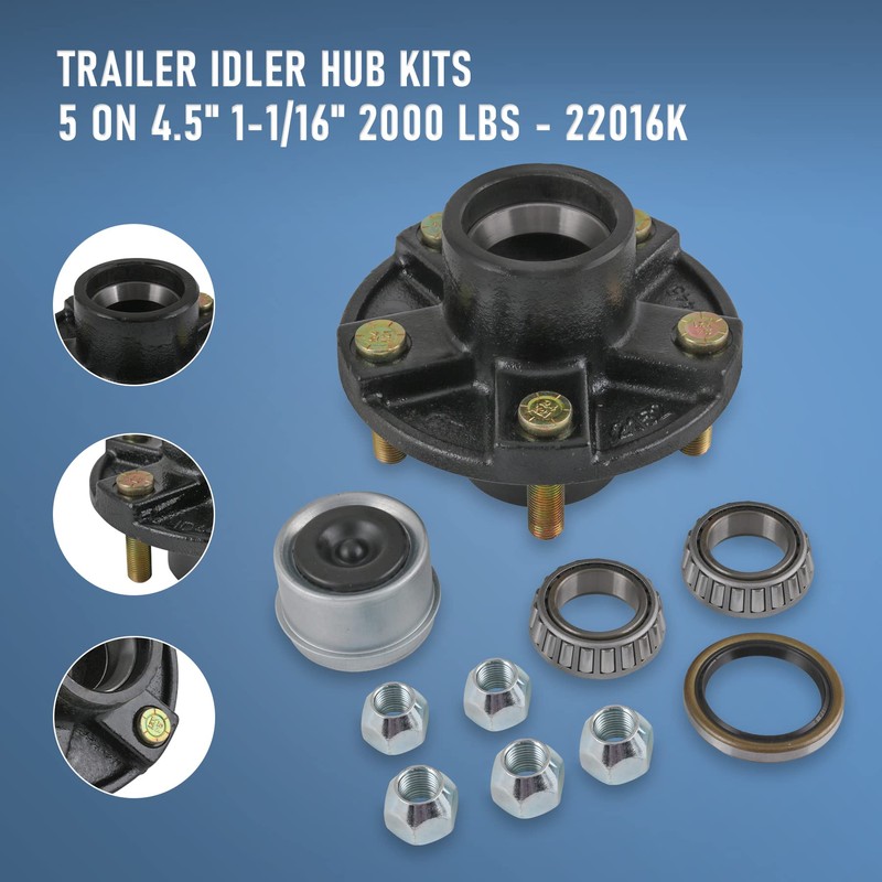 JDMSPEED 2 Trailer Idler Hub Kits 5 on 4.5" Replacement