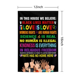 Pride Garden Flag 12x18 Inch In This House We Believe Black Lives Matter Equal friendly Indoor and Outdoor Home Living Garden Decorate(Black Lives Matter Yard Sign)