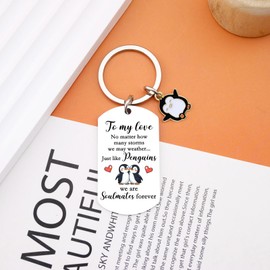 Anniversary Penguin Gifts for Boyfriend Girlfriend To My Love Keychain Wedding Birthday Gift for Couple Husband Wife I Love You Gifts for Him Her Soulmate Gift for Women Men