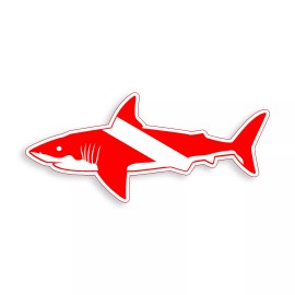 Real Sticky Diver Down Shark Sticker Scuba Dive Flag Laptop Car Vehicle Window Bumper Decal